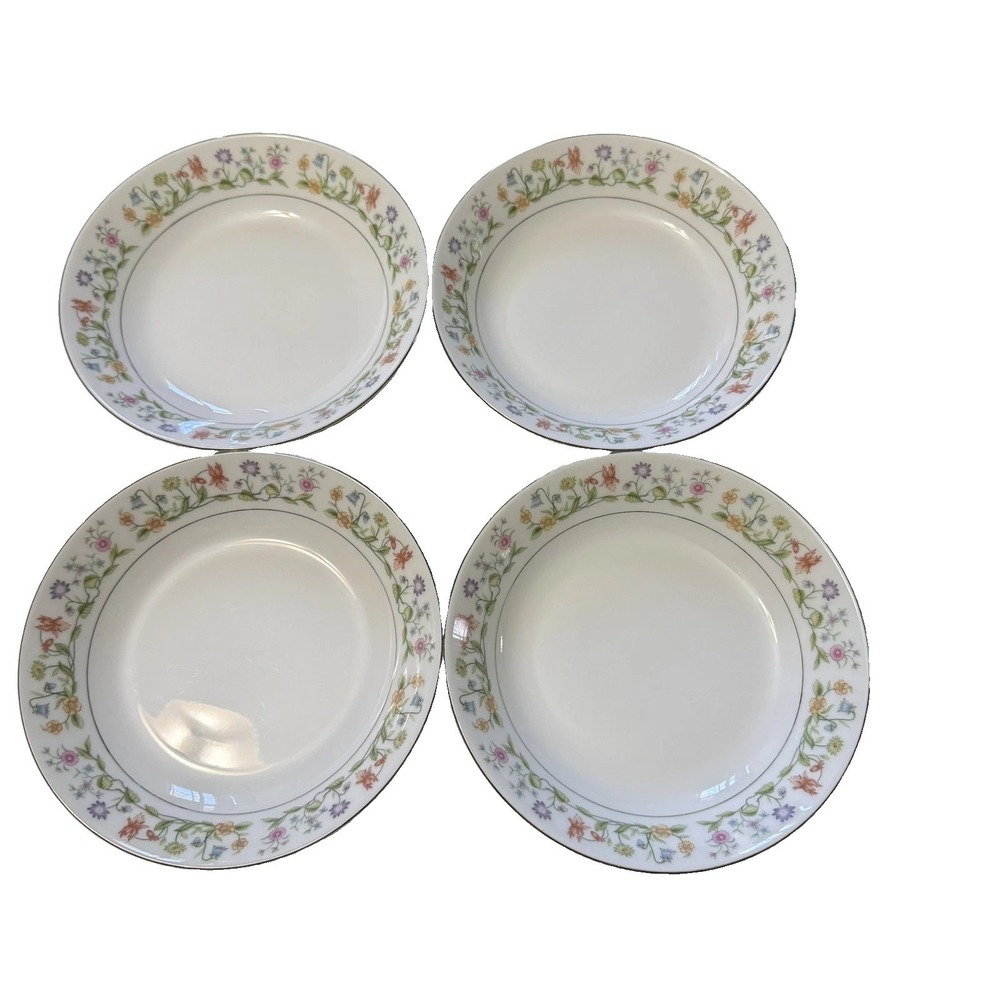 Vintage 1982 Ashley Overseas Eternal Love 8" Rimmed Pasta Bowls Set of 4 Floral